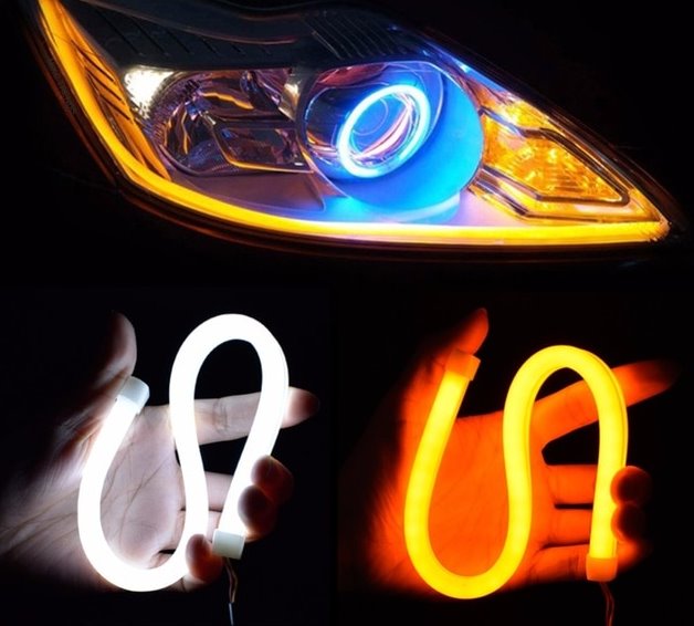 Bande de LED souple flexible blanche et jaune -60cm