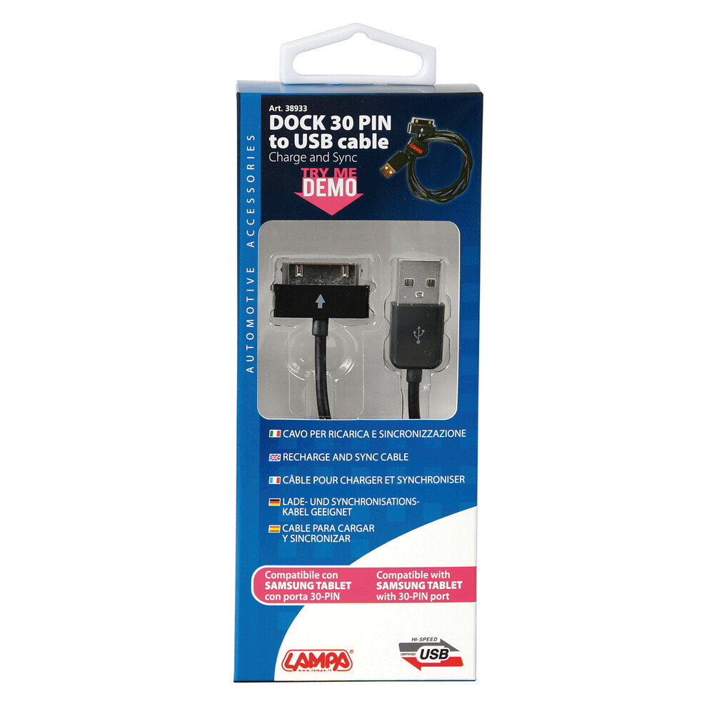 Câble USB > Samsung Dock 30 broches - 100 cm